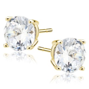 Cercei argint placati cu aur galben cu pietre 8mm DiAmanti 2CO8EG_W-DIA (Argint 925‰ 2,1 g.)